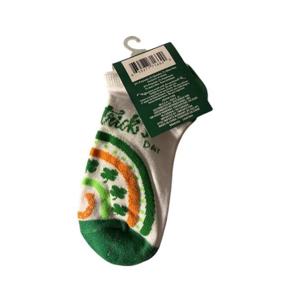 St. Patrick Shamrock Low Cut Socks - Green, White, Orange - Picture 3 of 3